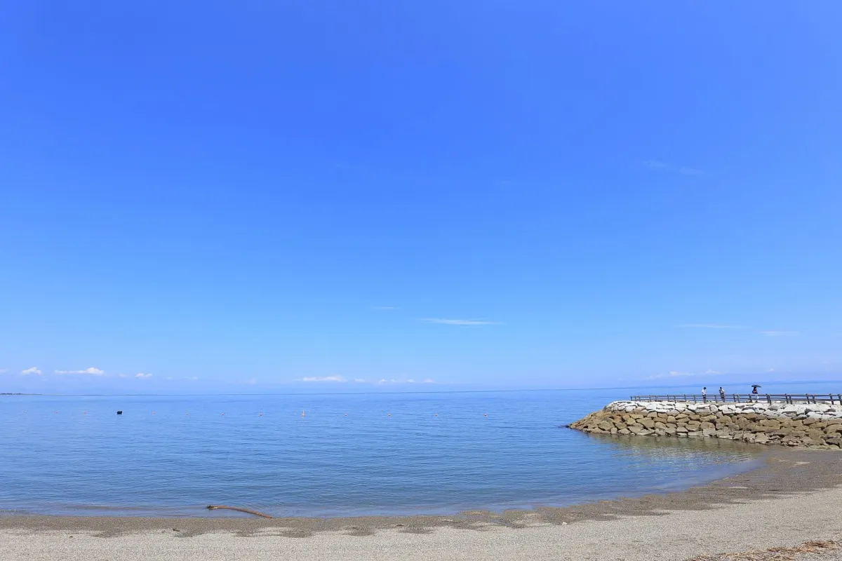 堤防と波打ち際