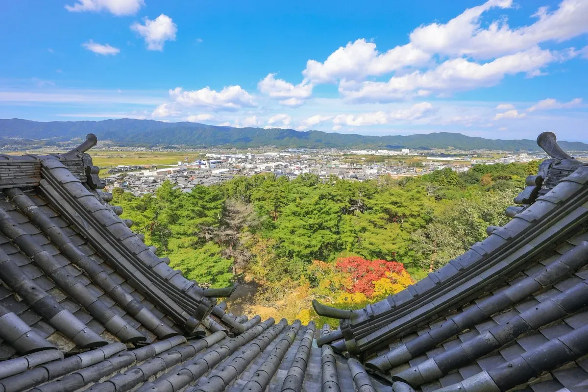 天守の展望窓から見渡す伊賀の町