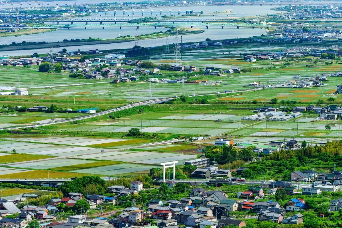 桑名市の田園風景や多度大社の鳥居を見下ろせます