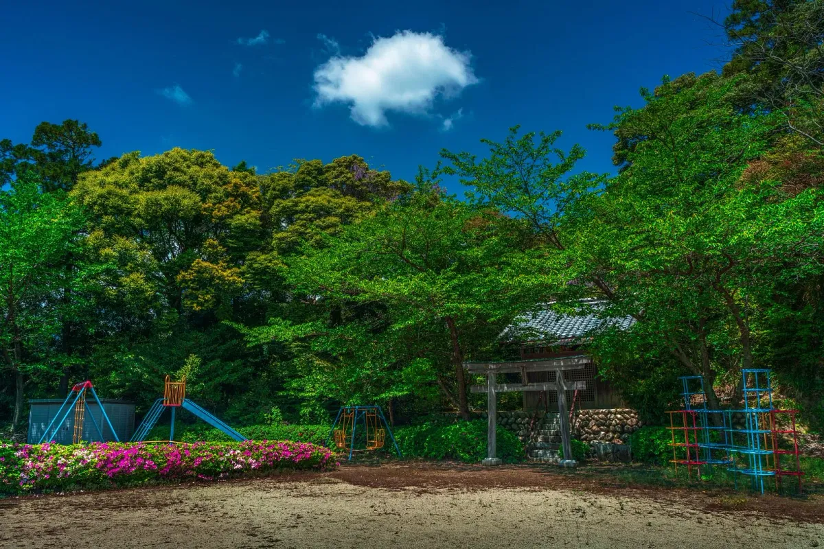 展望台がある坂本農村公園には遊具もあります