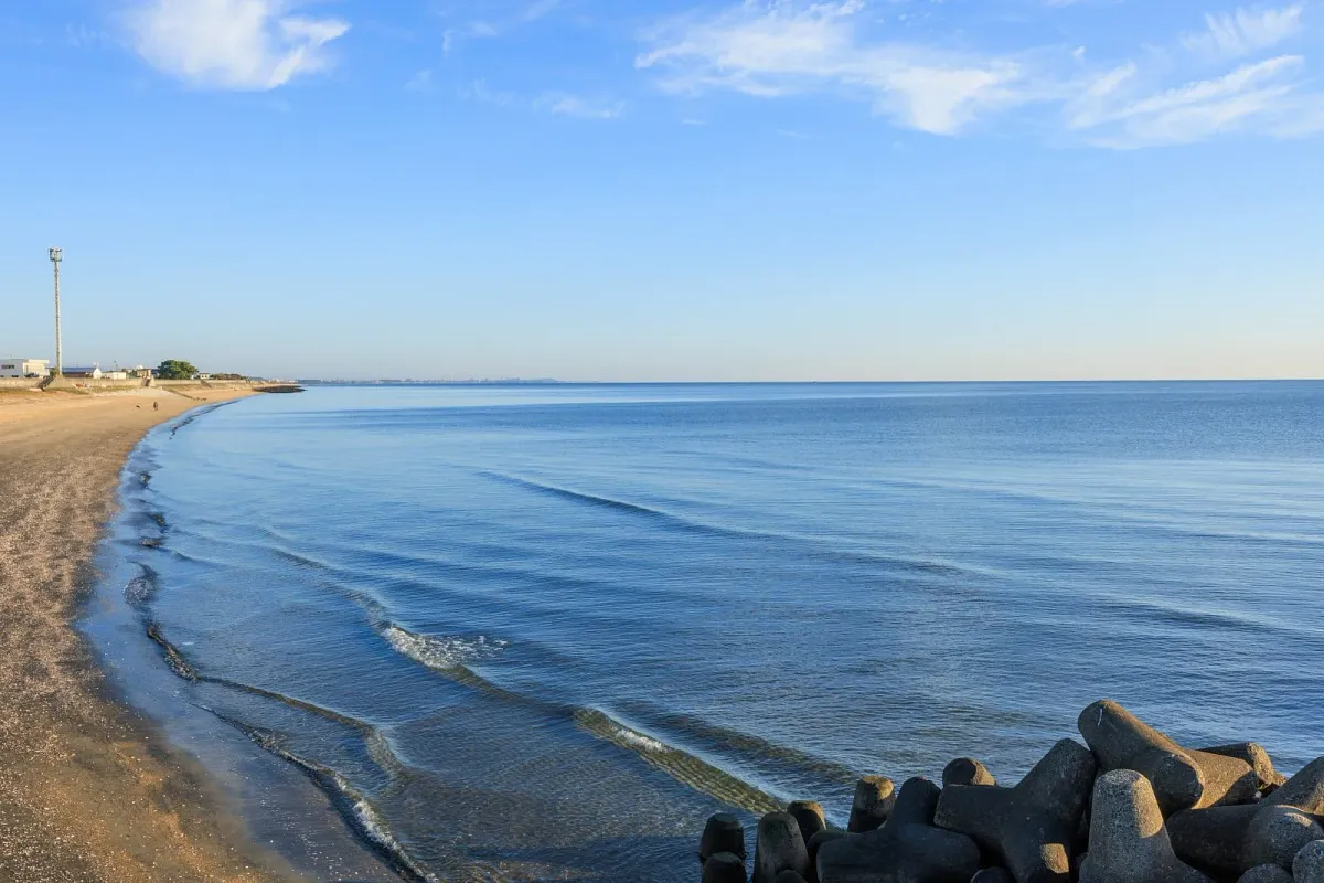 津なぎさまちから望む伊勢湾の海岸線